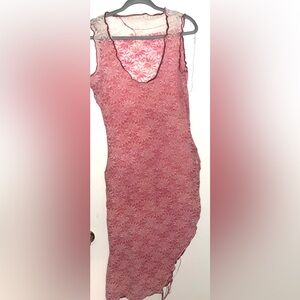 Maxi ombre pink/white lace dress